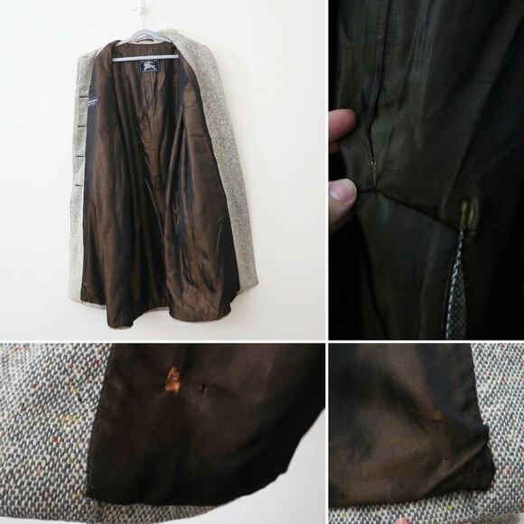 Vintage Burberry Women's Irish Tweed Car Coat Collared Overcoat - Picture 16 of 16